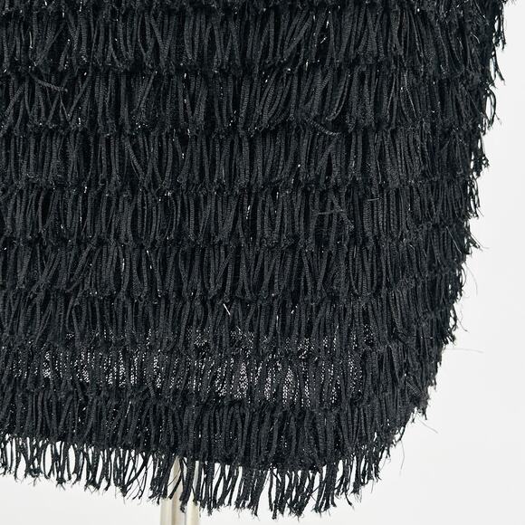 Betsey Johnson Black Sparkle Fringe Sleeveless Cocktail Mini Dress - Picture 3 of 7